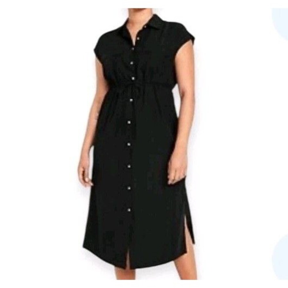 Old Navy black sleeveless button-down utility midi dress - Size M